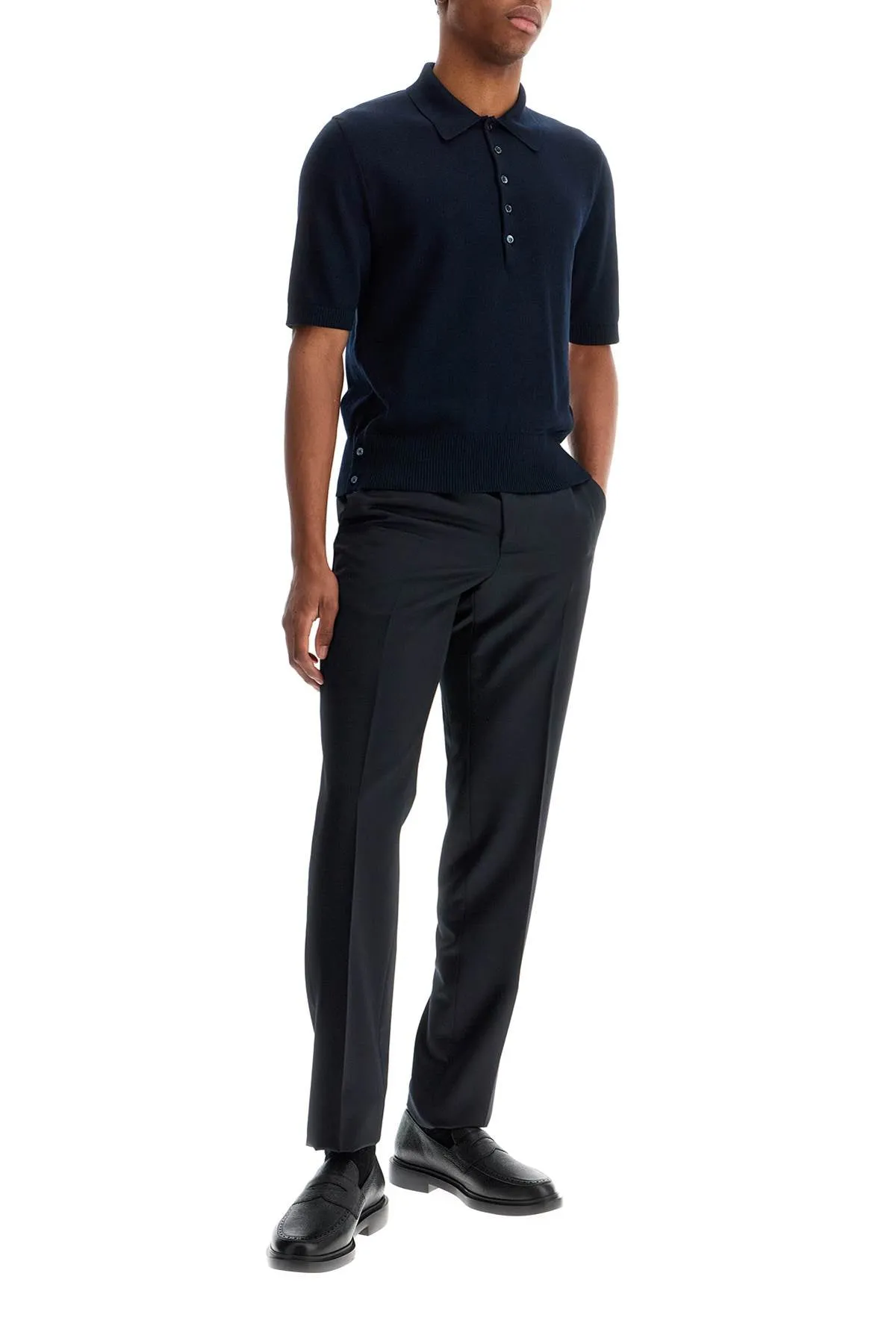 4-bar knit polo shirt MKP135A Y3043 NAVY