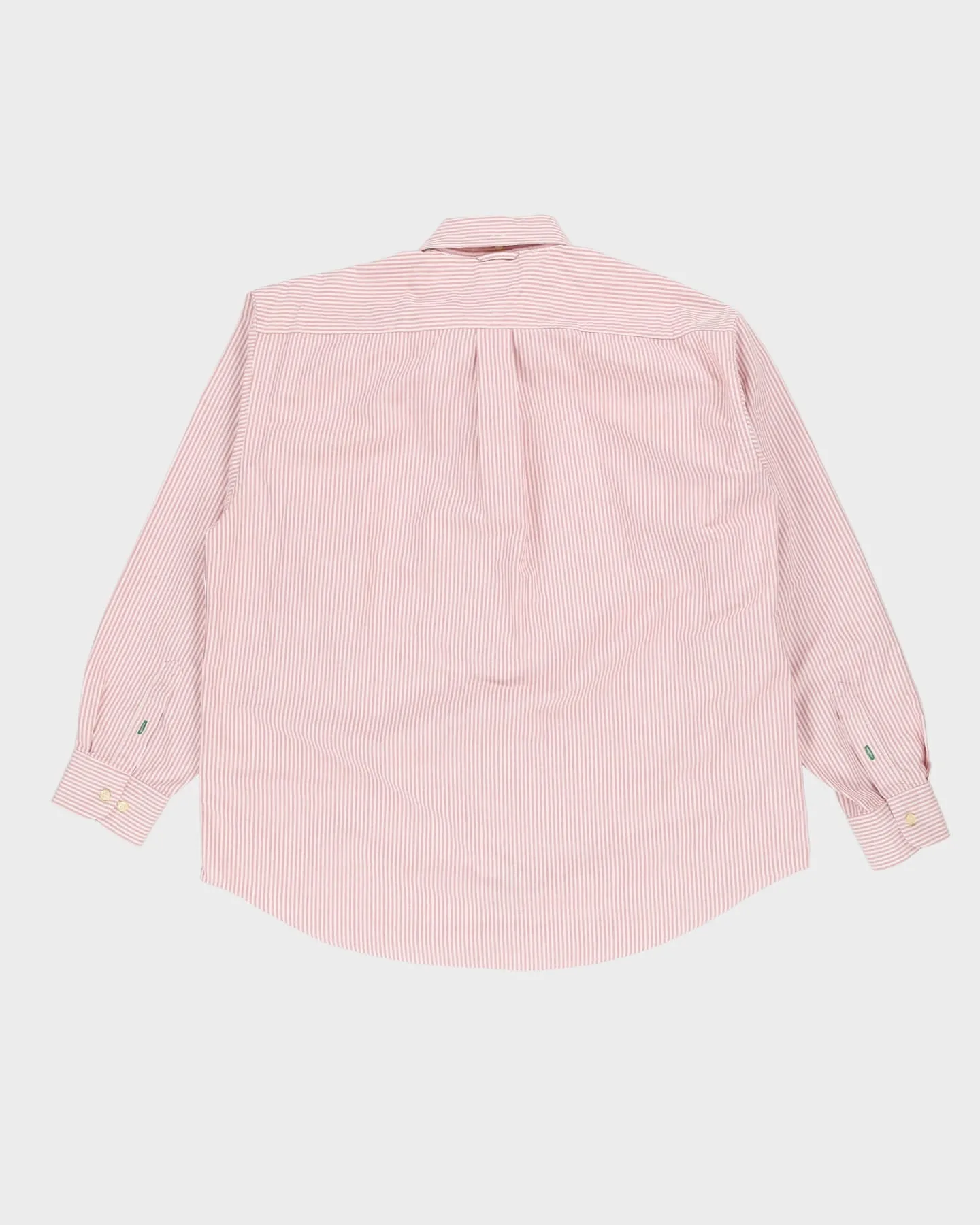 90s Tommy Hilfiger Pink / White Striped Button Up Long-Sleeve Shirt - XL