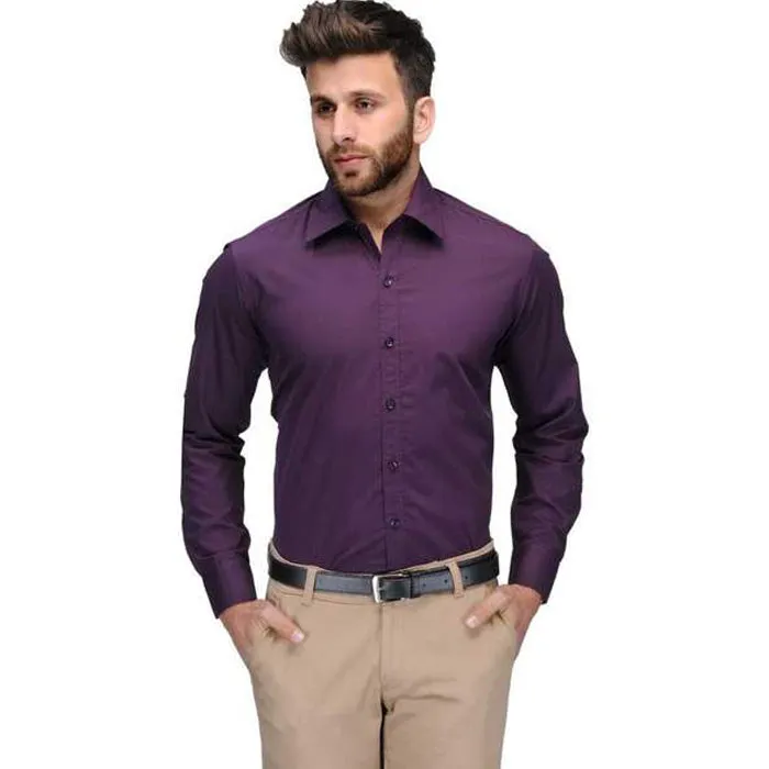 AngeloLitrico Slim Purple Casual Shirts