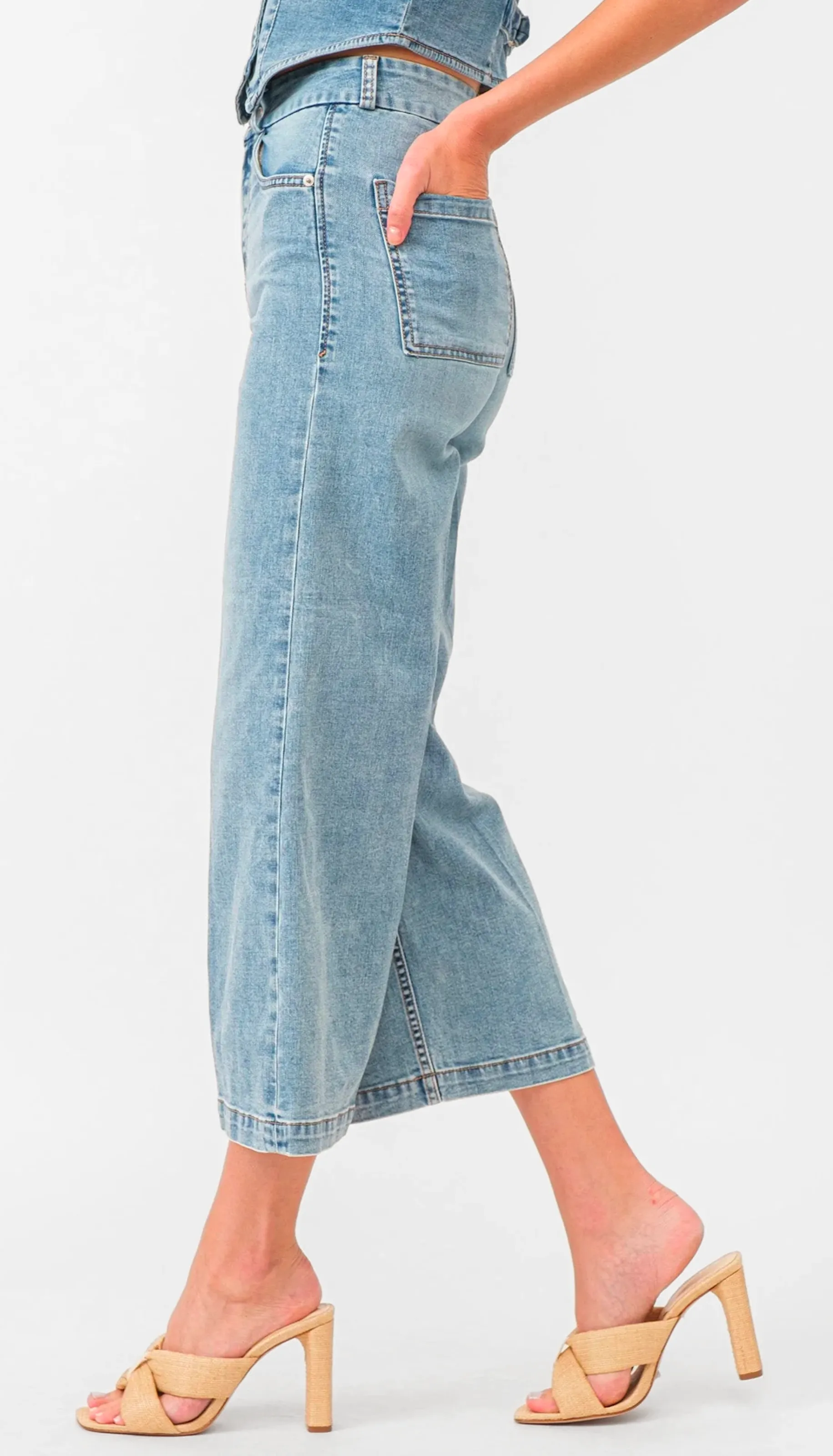 Audrey Wide Leg - Shelby Chambray