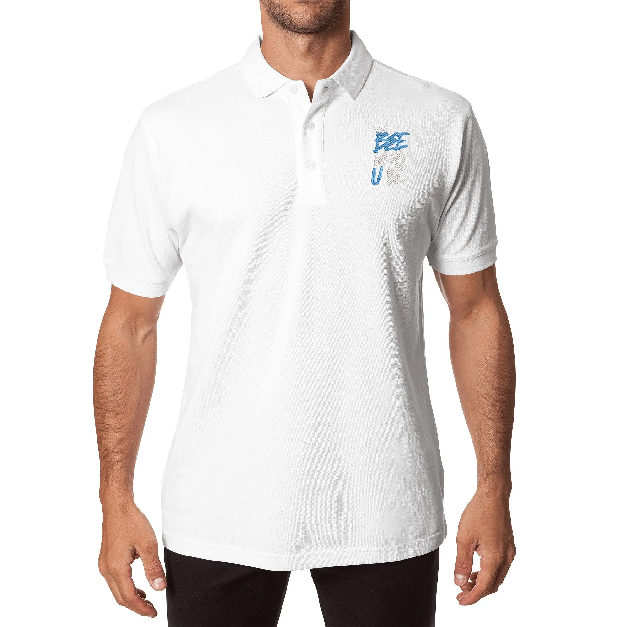 Bee Who U Be Embroidered Unisex Cotton Polo Shirt With Logo