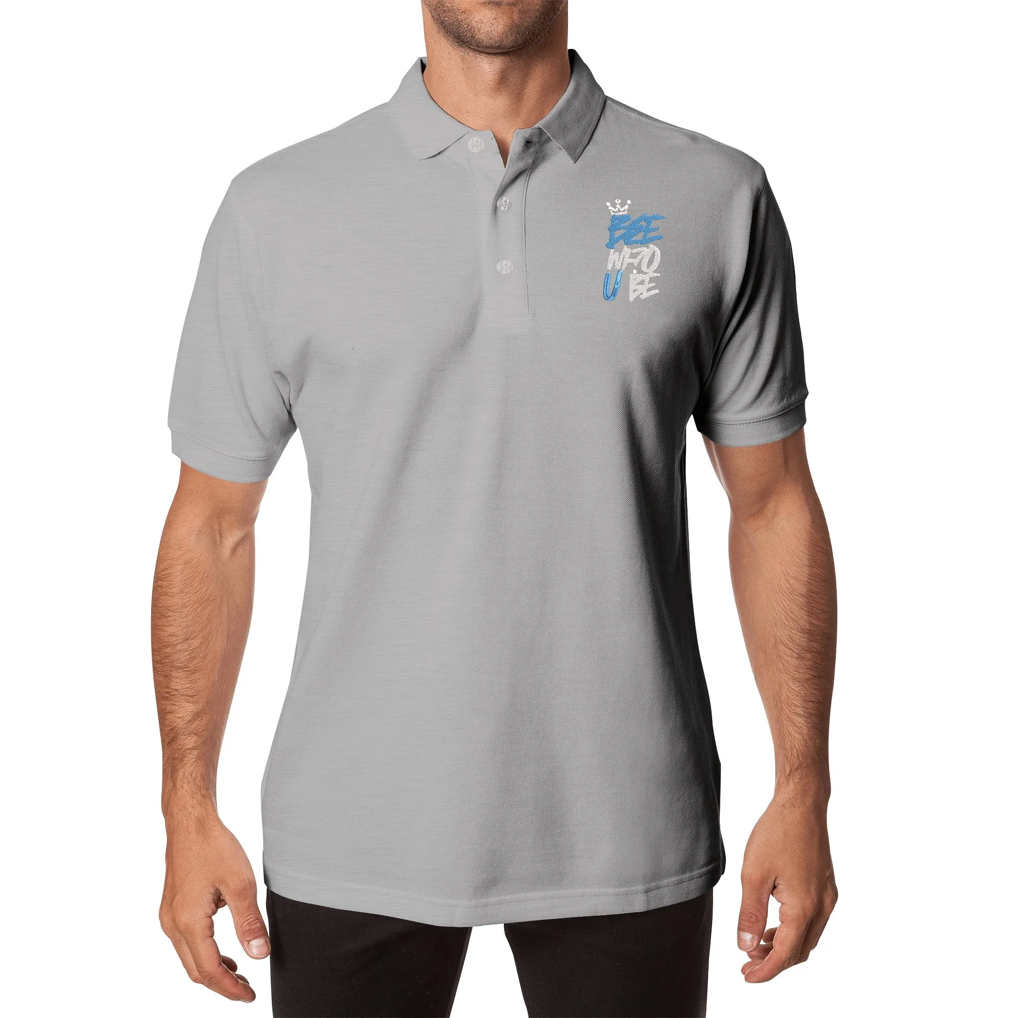 Bee Who U Be Embroidered Unisex Cotton Polo Shirt With Logo