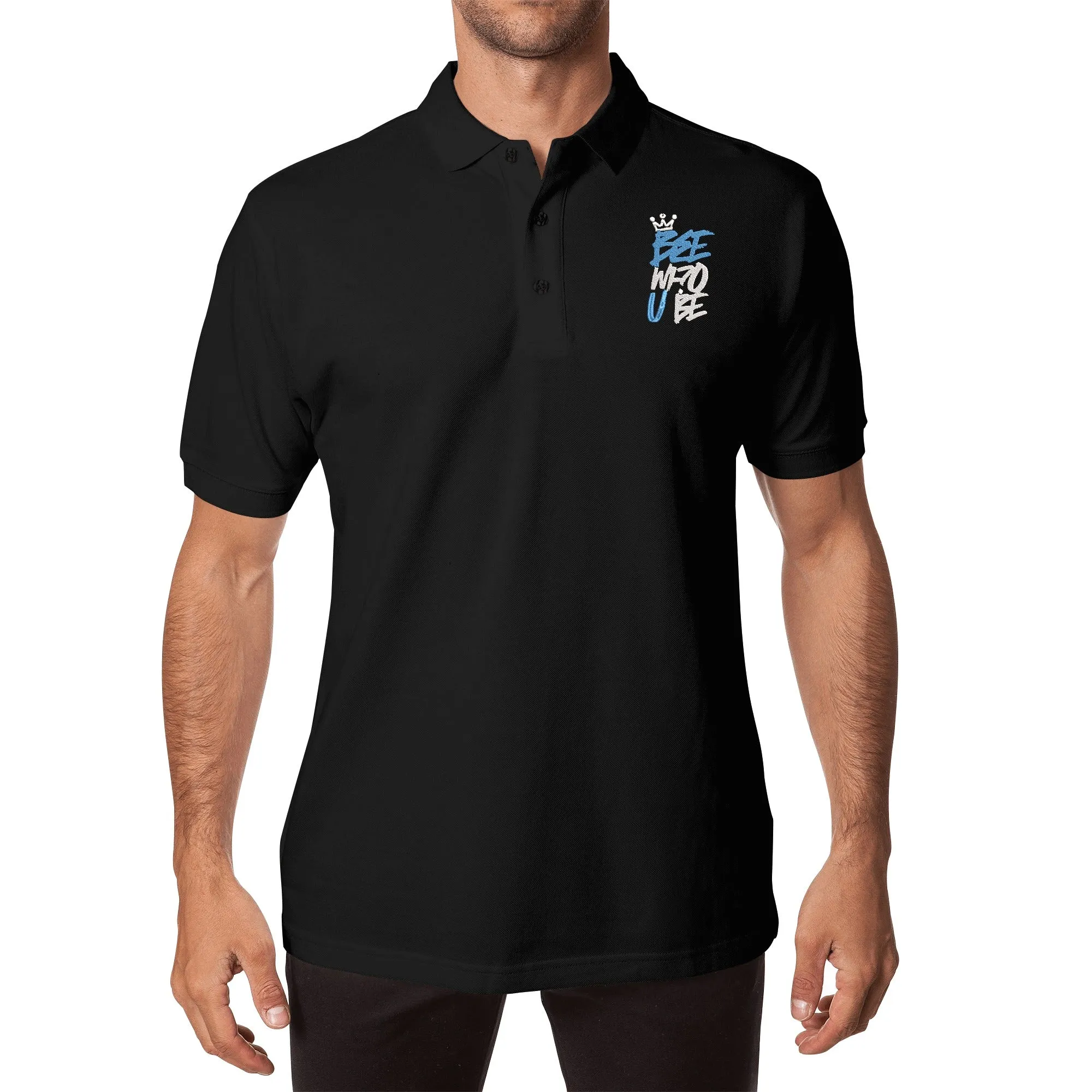 Bee Who U Be Embroidered Unisex Cotton Polo Shirt With Logo