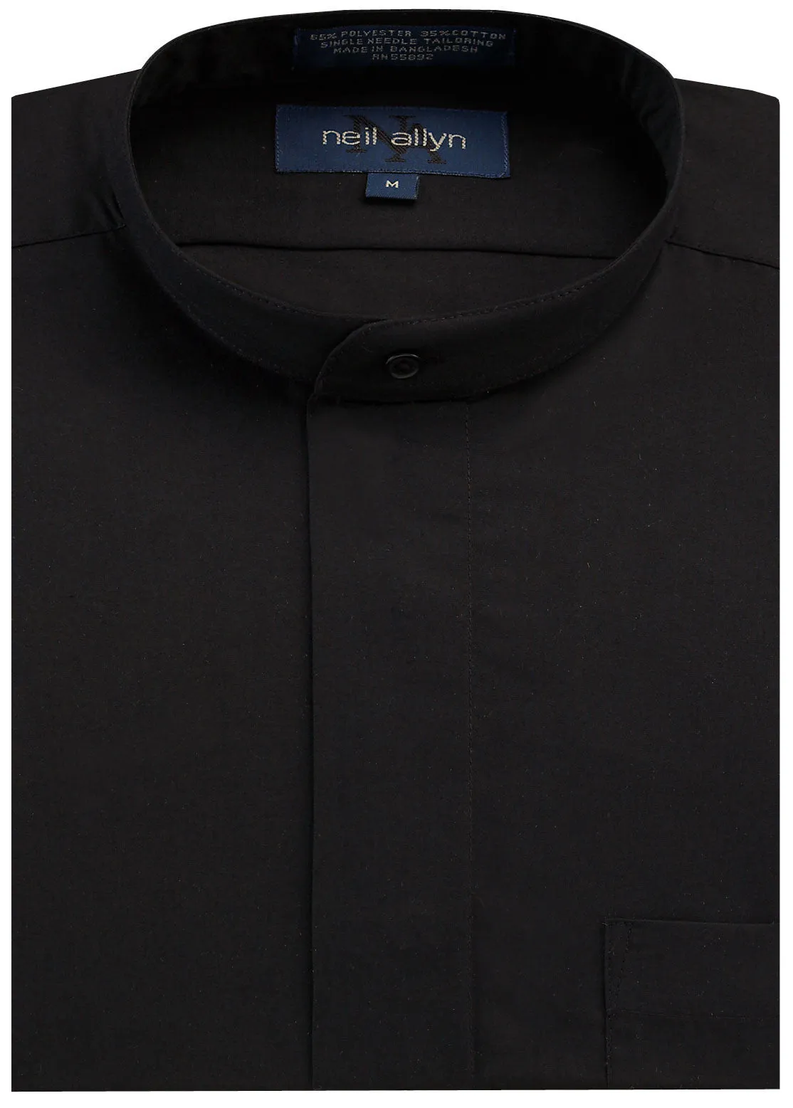 Black Mandarin Tuxedo Shirt with Fly Front