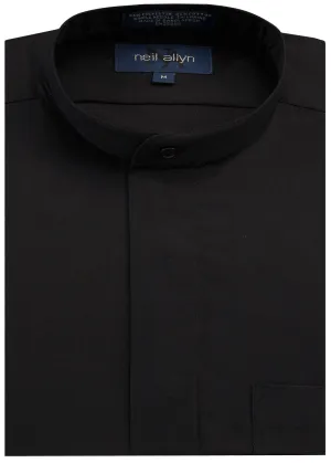 Black Mandarin Tuxedo Shirt with Fly Front