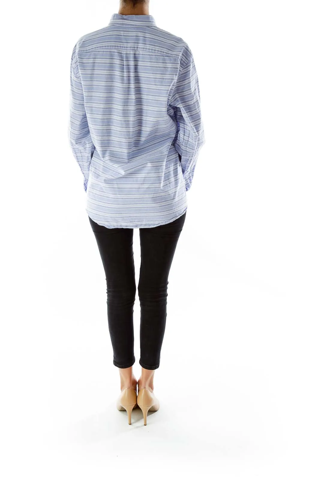 Blue White Black Striped Shirt