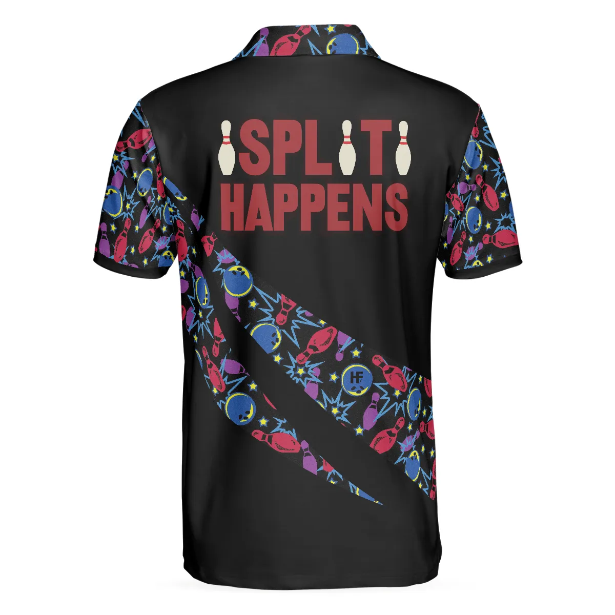 Bowling Men Polo Shirt - Split Happen Polo Shirt, Bowling Ball & Pin Seamless Pattern Bowling Shirt For Men - Perfect Gift For Friend, Family, Bowling Lover