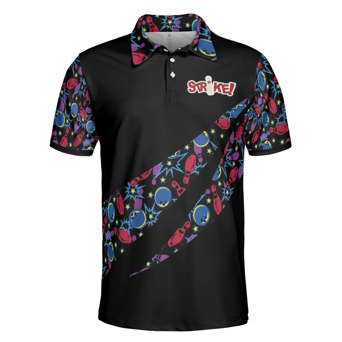 Bowling Men Polo Shirt - Split Happen Polo Shirt, Bowling Ball & Pin Seamless Pattern Bowling Shirt For Men - Perfect Gift For Friend, Family, Bowling Lover