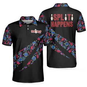 Bowling Men Polo Shirt - Split Happen Polo Shirt, Bowling Ball & Pin Seamless Pattern Bowling Shirt For Men - Perfect Gift For Friend, Family, Bowling Lover Bowling Men Polo Shirt - Split Happen Polo Shirt, Bowling Ball & Pin Seamless Pattern Bowling Shirt For Men - Perfect Gift For Friend, Family, Bowling Lover