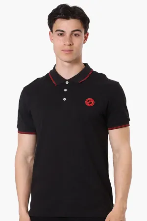 Canada Weather Gear Knit Striped Detail Polo Shirt - Black