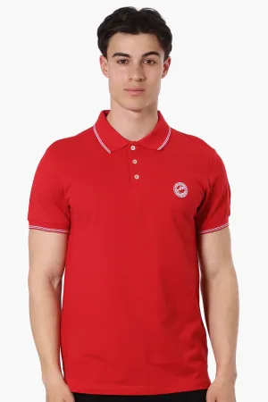 Canada Weather Gear Knit Striped Detail Polo Shirt - Red