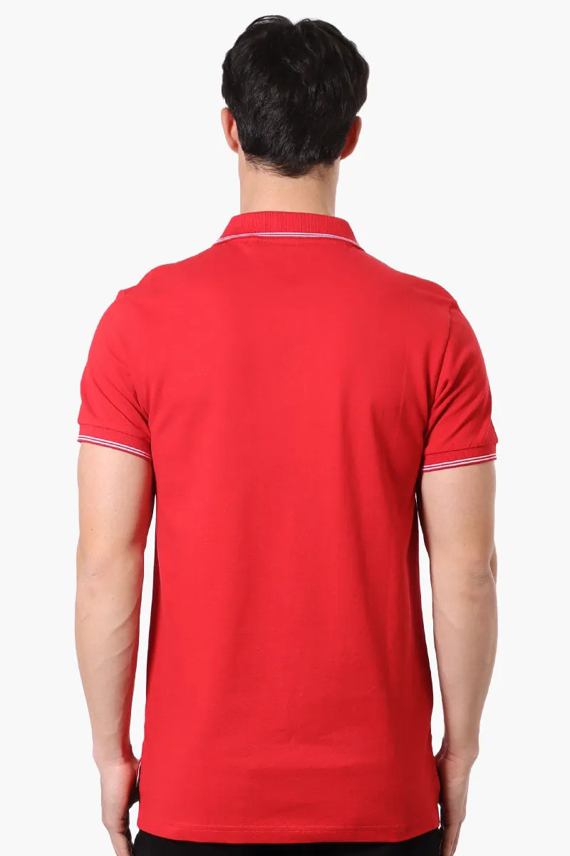 Canada Weather Gear Knit Striped Detail Polo Shirt - Red