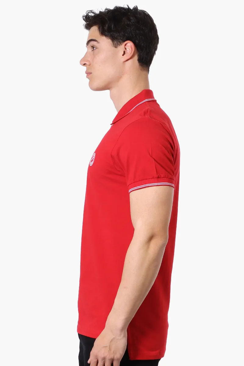 Canada Weather Gear Knit Striped Detail Polo Shirt - Red