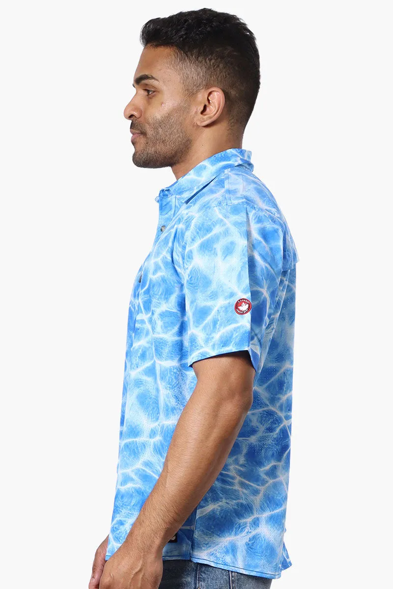 Canada Weather Gear Water Surface Pattern Button Up Casual Shirt - Blue