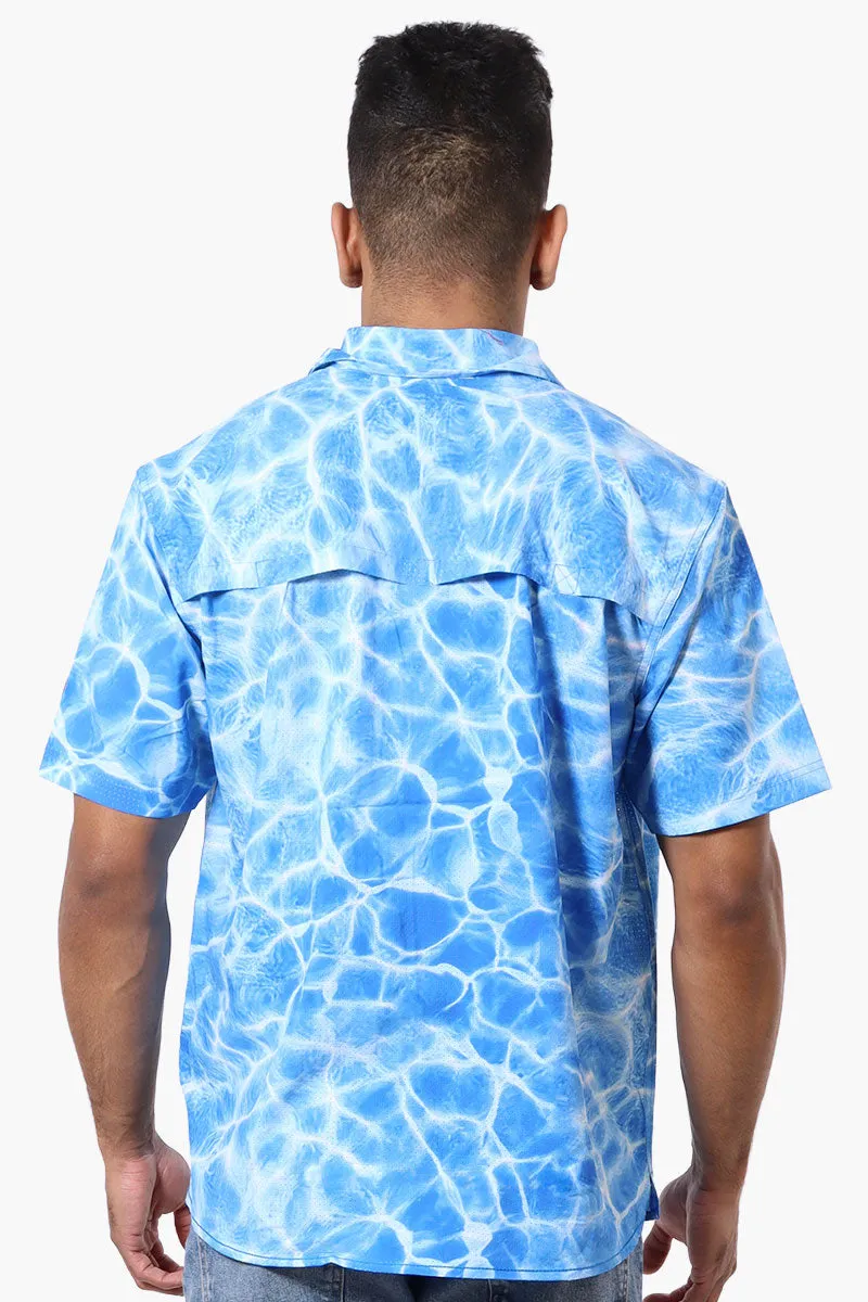 Canada Weather Gear Water Surface Pattern Button Up Casual Shirt - Blue