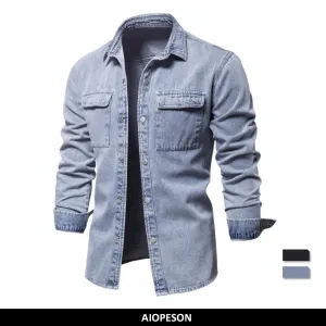 Casual Long Sleeve Shirt | Jean Long Shirt | Cotton Shirts | Denim