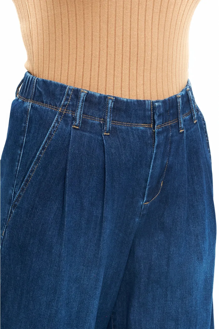 Chambray Pleated Wide Leg Jeans 32" by 1822 Denim