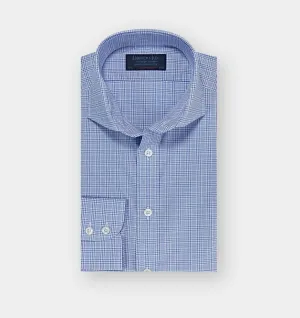 Contemporary Fit, Cutaway Collar, 2 Button Cuff Shirt in Light Blue POW Check