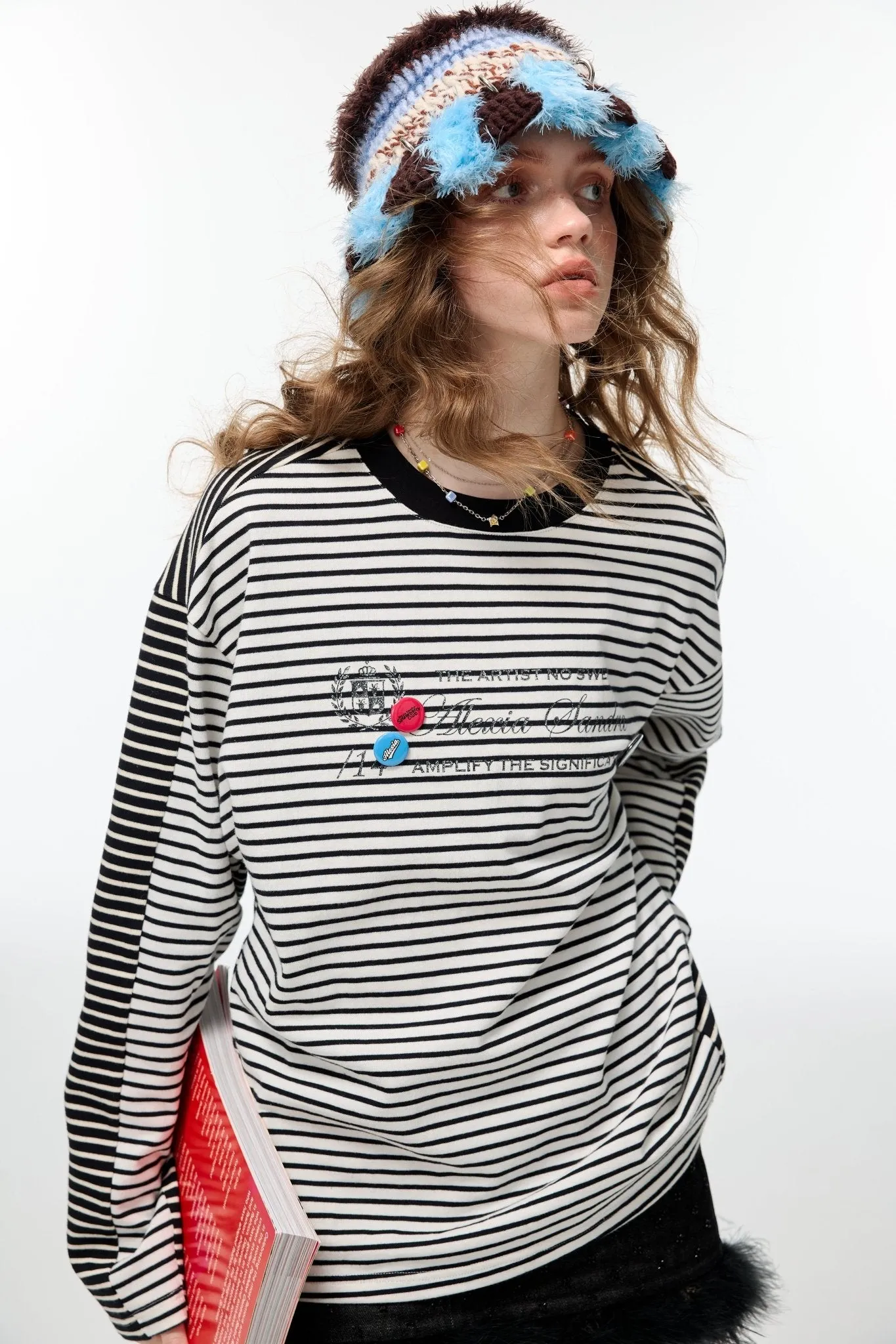 Contrast Color Striped Long Sleeves in Black