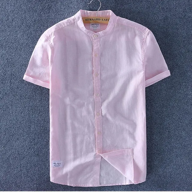 Cotton Linen Shirt Short Sleeves