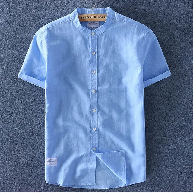 Cotton Linen Shirt Short Sleeves