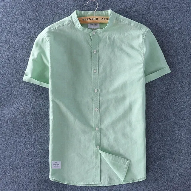 Cotton Linen Shirt Short Sleeves