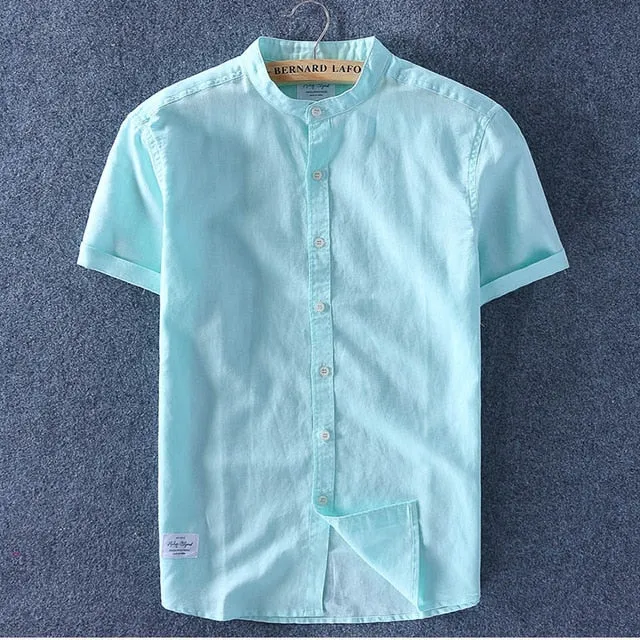 Cotton Linen Shirt Short Sleeves
