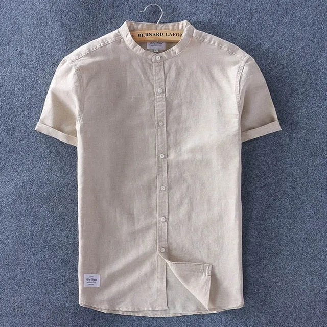 Cotton Linen Shirt Short Sleeves