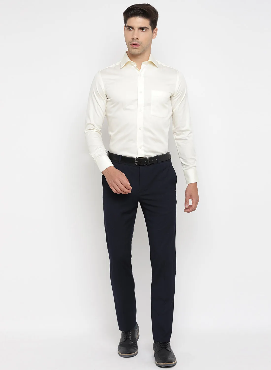 Cream Cotton Full Sleeve Shirt