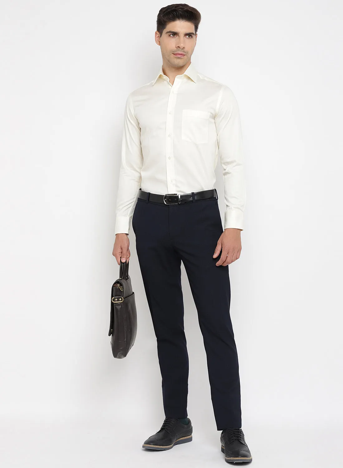 Cream Cotton Full Sleeve Shirt