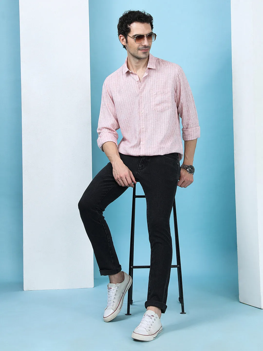 Crocodile Casuals Full Sleeve Shirts Orange