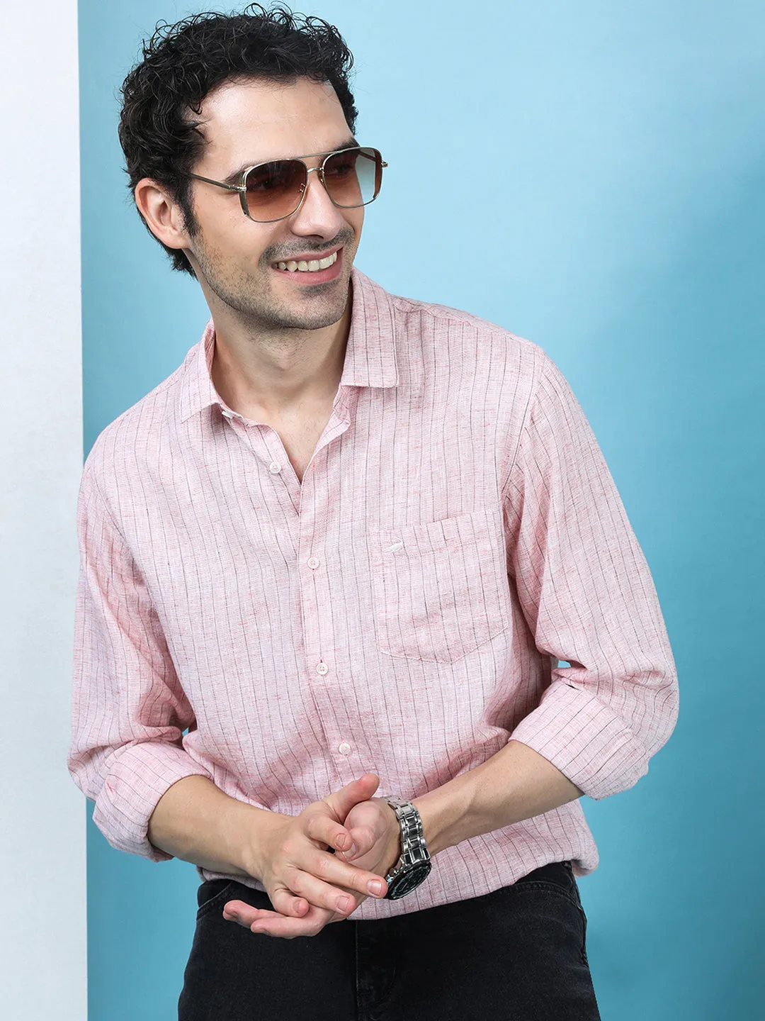Crocodile Casuals Full Sleeve Shirts Orange