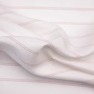 Curtis Off White & Terracotta Striped Cotton Viscose Blend
