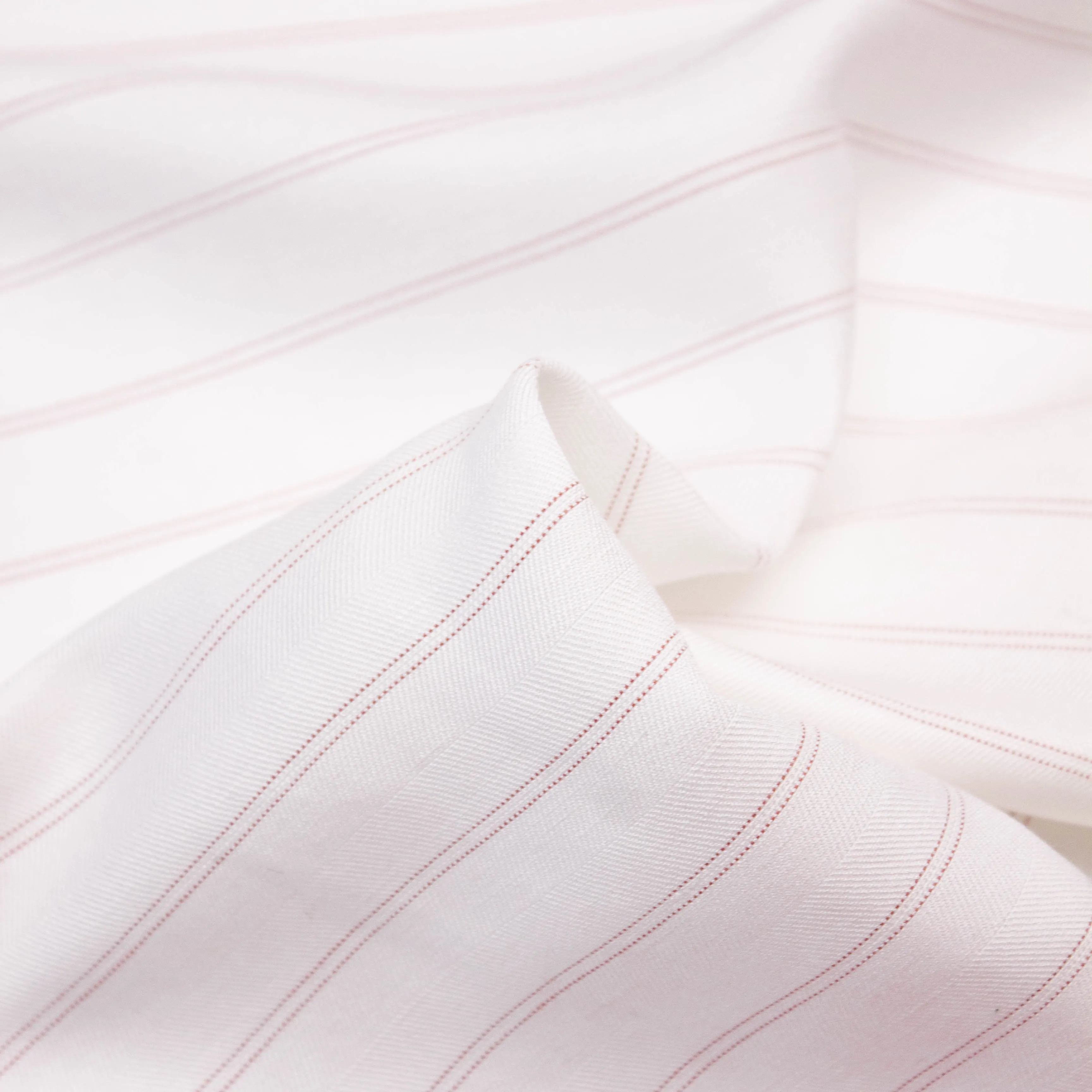 Curtis Off White & Terracotta Striped Cotton Viscose Blend