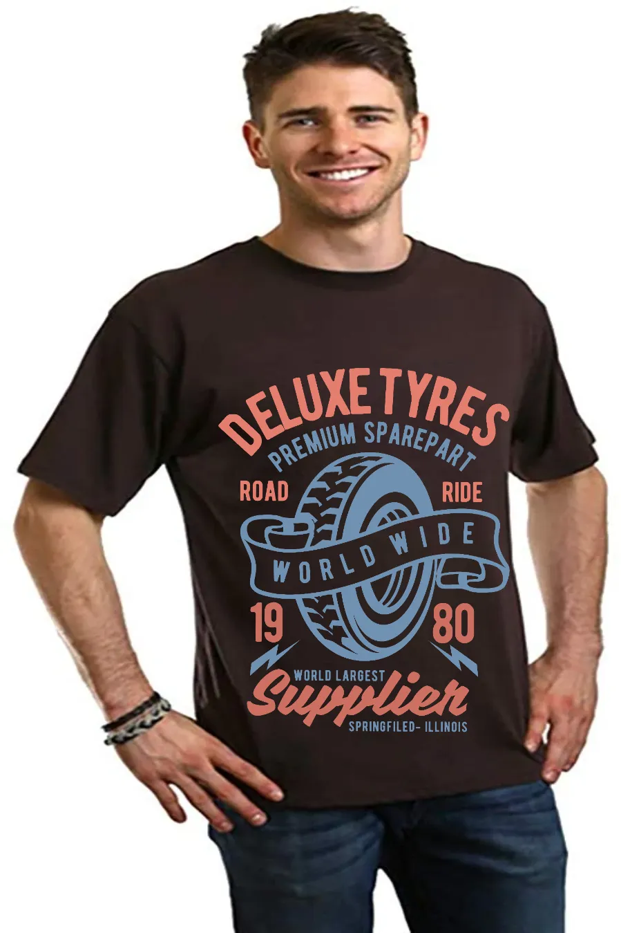Deluxe Tyres Men's Bamboo Viscose/Organic Cotton Short Sleeve Graphic T-Shirt