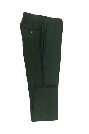 Forest Green Slim Fit Pure Wool Dress Pants by Tiglio Luxe