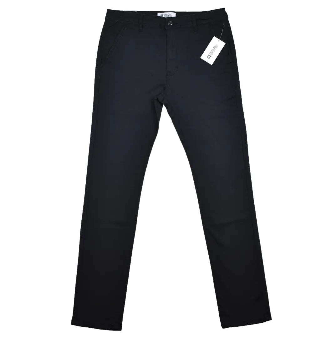 FRONT ROW MEN'S STRETCH COTTON CHINO PANTS - BLACK