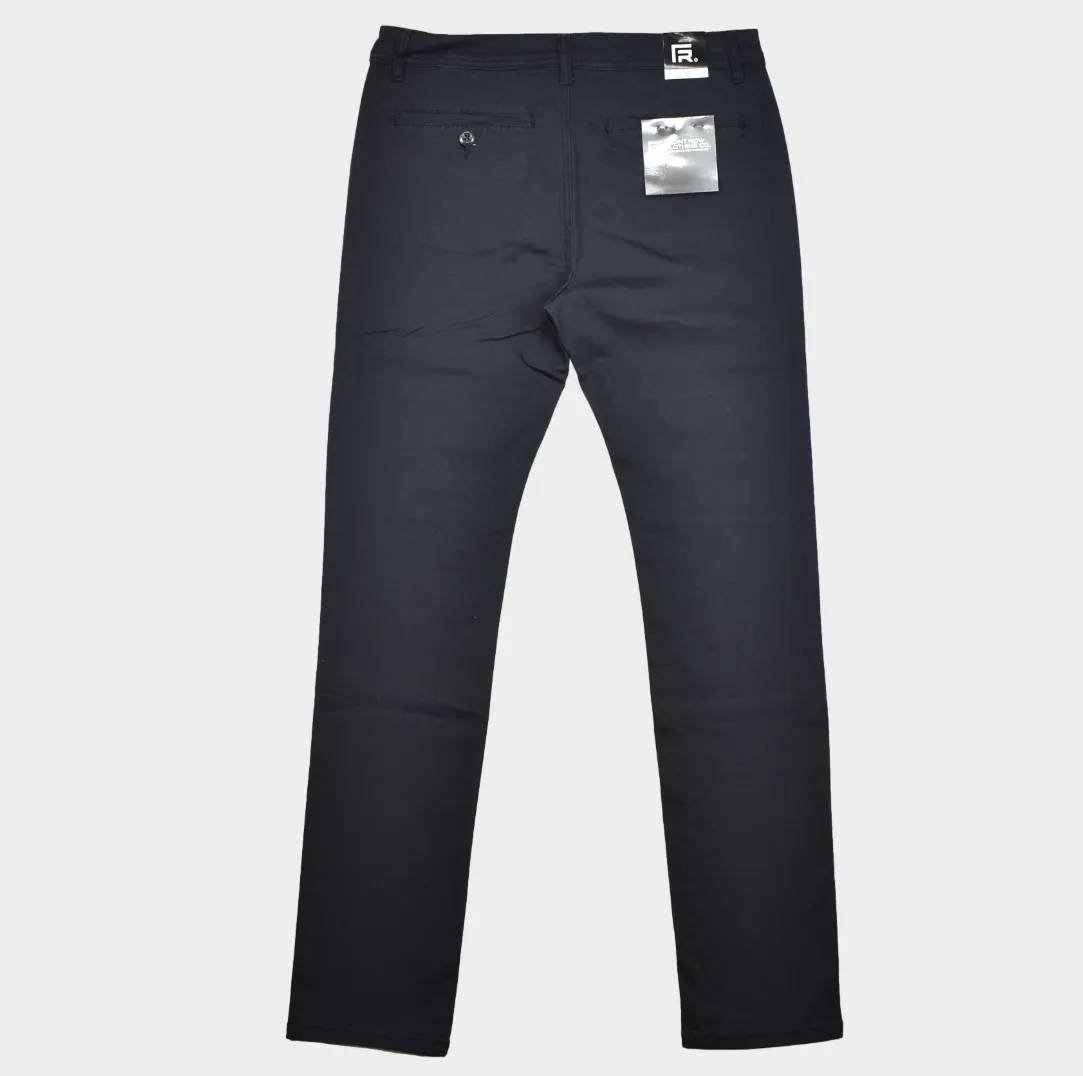 FRONT ROW MEN'S STRETCH COTTON CHINO PANTS - BLACK