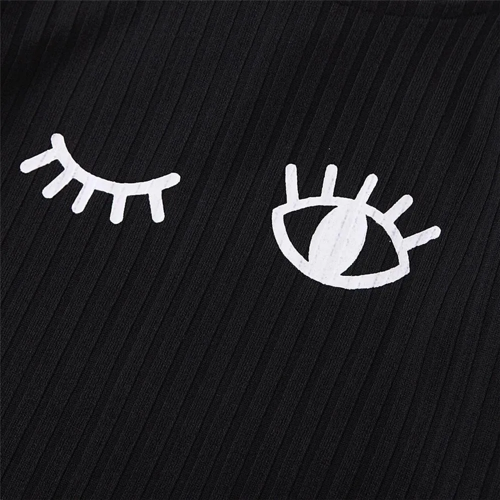 Girls Eyes Printed Long Sleeve Casual T-Shirts Wholesale Girl Clothing