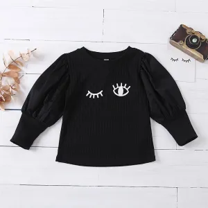 Girls Eyes Printed Long Sleeve Casual T-Shirts Wholesale Girl Clothing