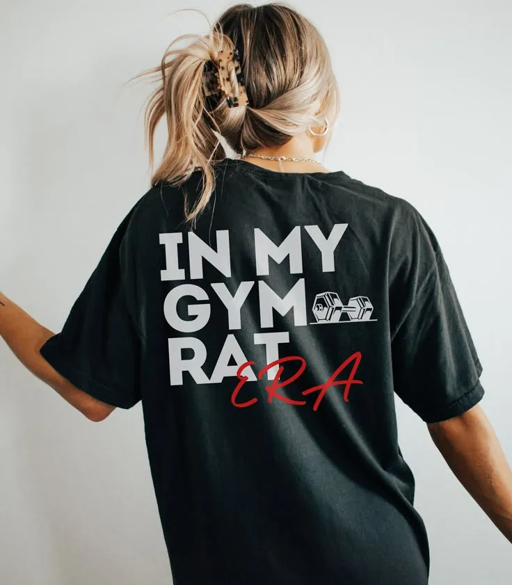 Gym Rat Era Funny Oversized Gym Pump Cover Gift for Gym Lover Girlfriend Wife Muscle Mommy Gym Bro, Summer Tshirt for Cardio Weightlifting