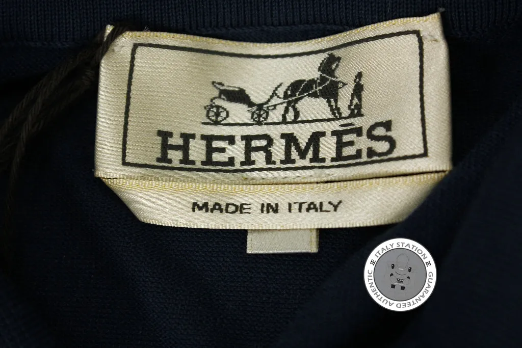 Hermes 437370HA Polo Manches Courtes Ocean / 07 Cotton L Polo Shirts