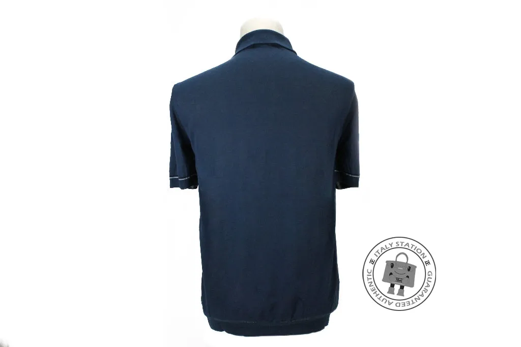 Hermes 437370HA Polo Manches Courtes Ocean / 07 Cotton L Polo Shirts