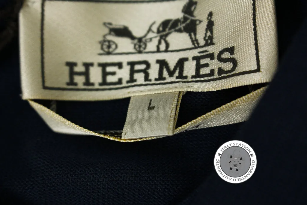 Hermes 437370HA Polo Manches Courtes Ocean / 07 Cotton L Polo Shirts