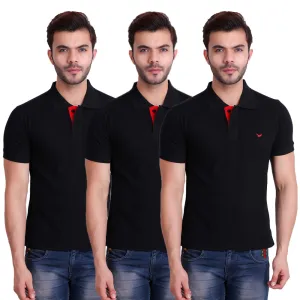 HiFlyers Men T-Shirts Polo Black Pack Of 3