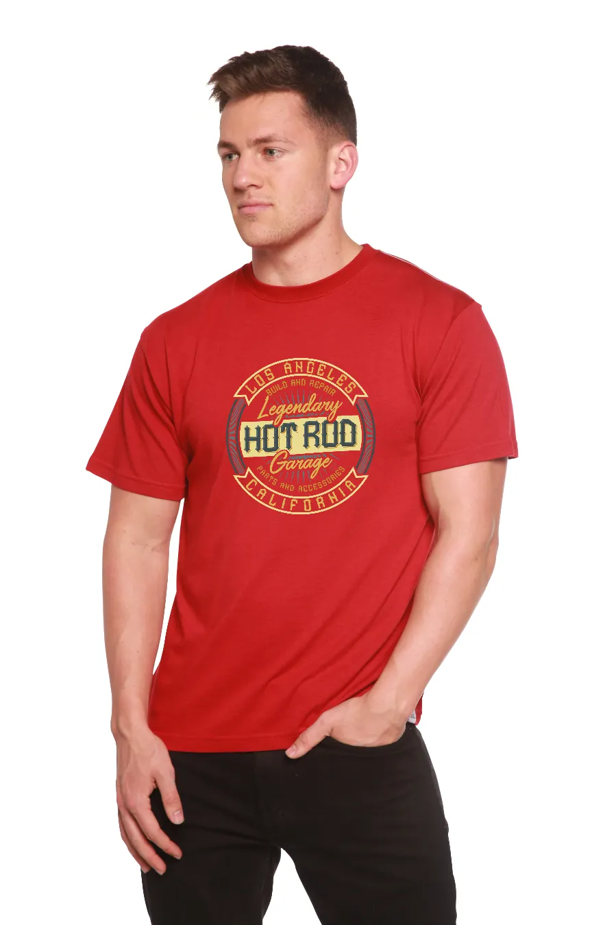 HOT ROO Men's Bamboo Viscose/Organic Cotton Short Sleeve Graphic T-Shirt