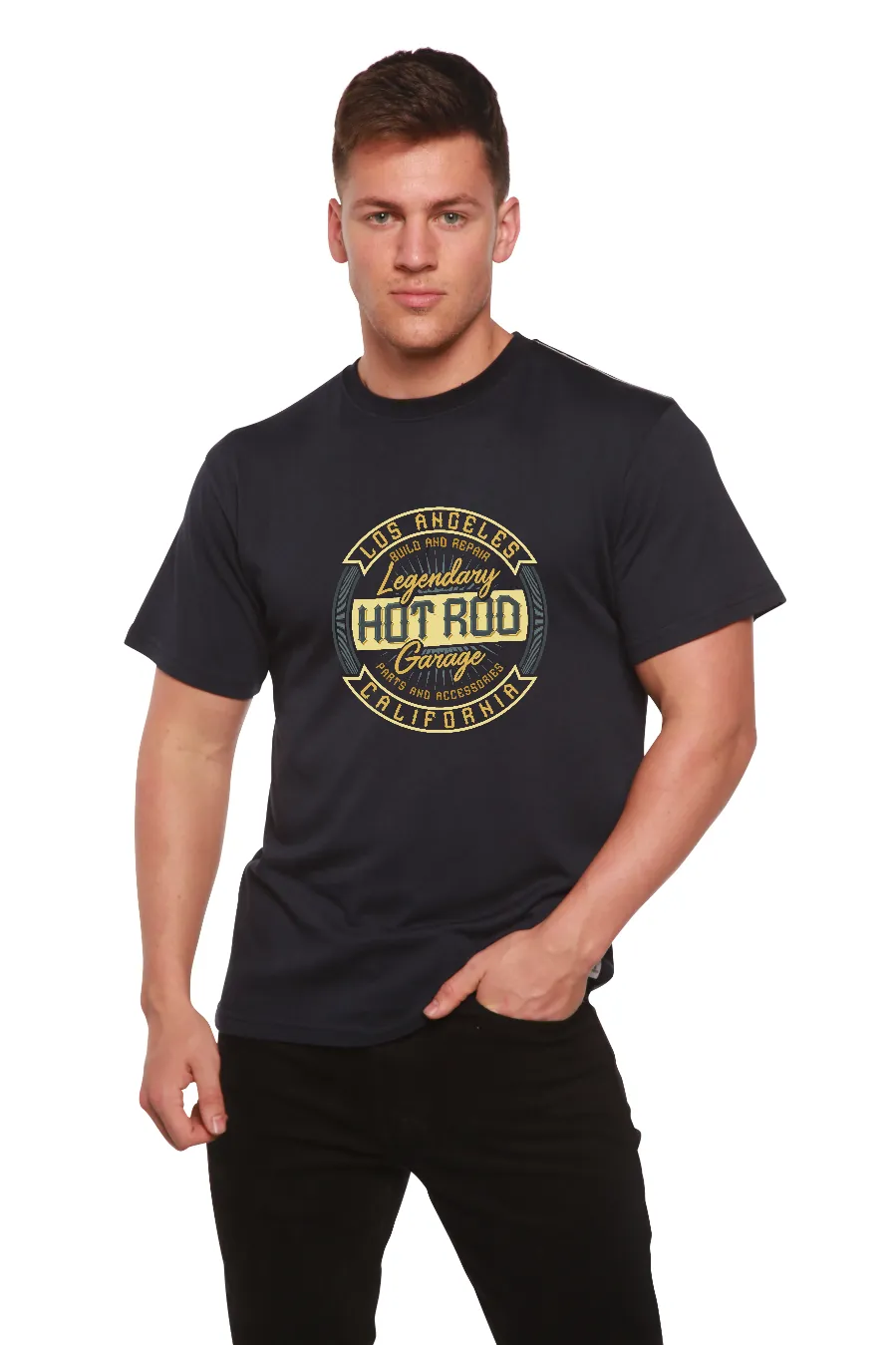 HOT ROO Men's Bamboo Viscose/Organic Cotton Short Sleeve Graphic T-Shirt