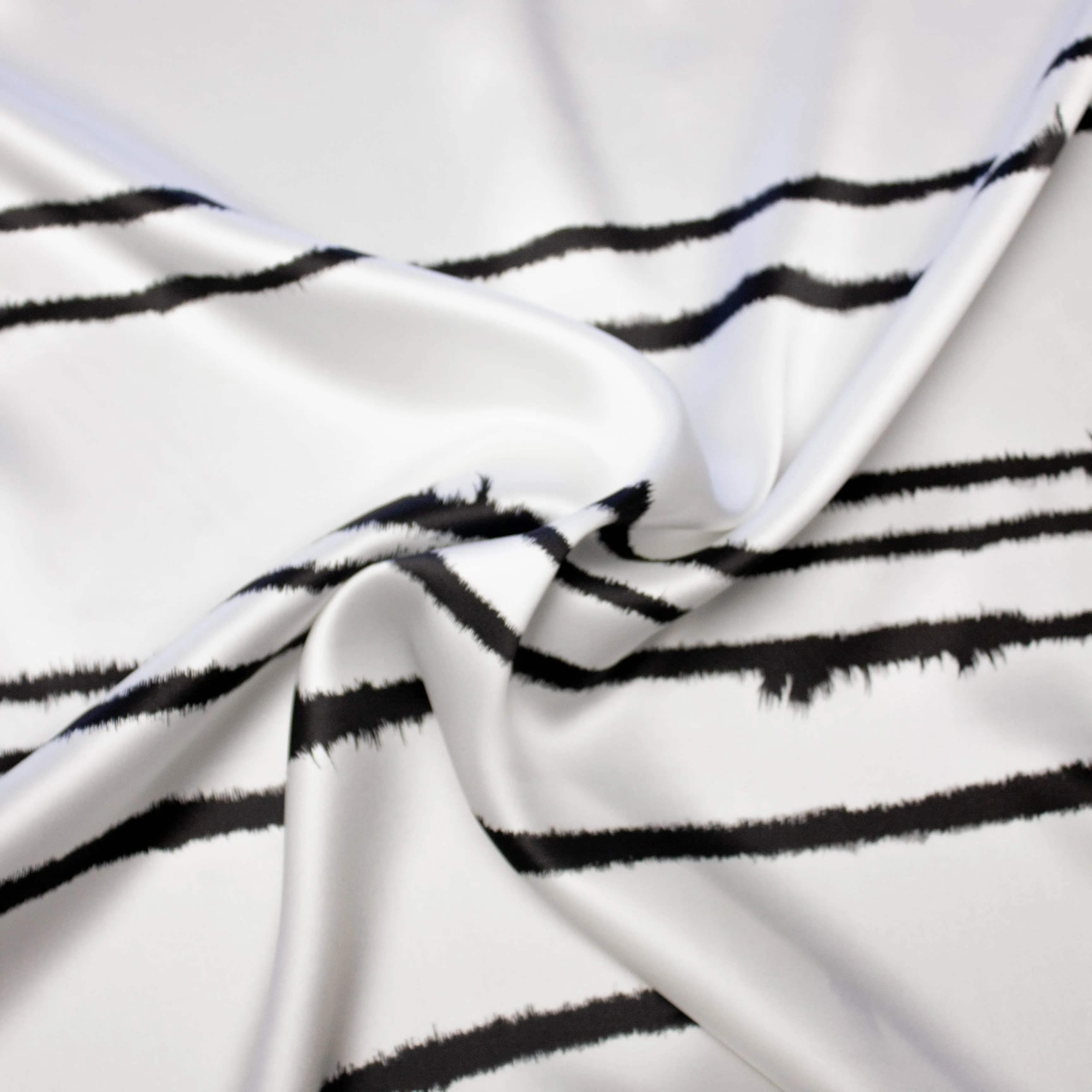 Iden Off White Abstract Printed Silk Satin