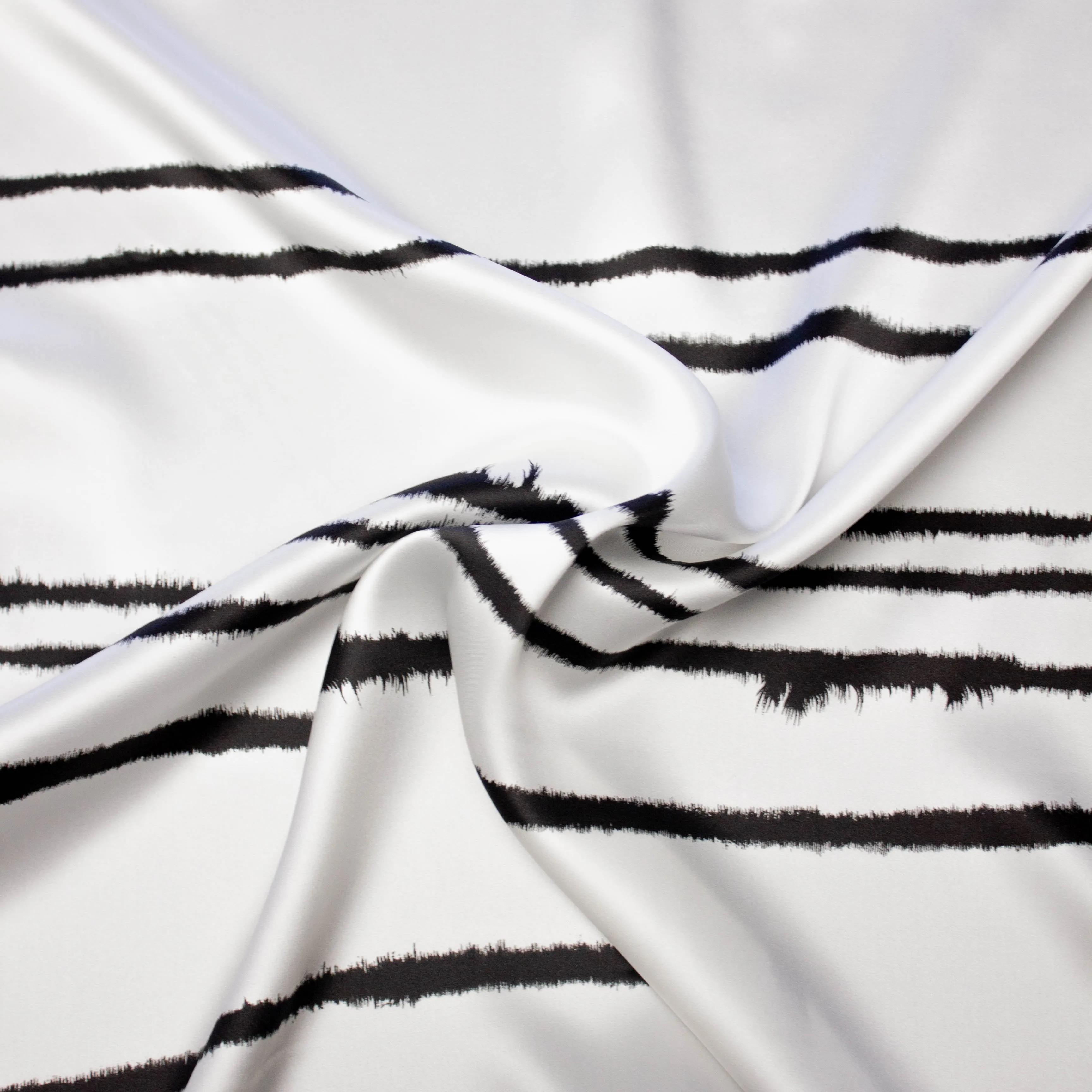 Iden Off White Abstract Printed Silk Satin