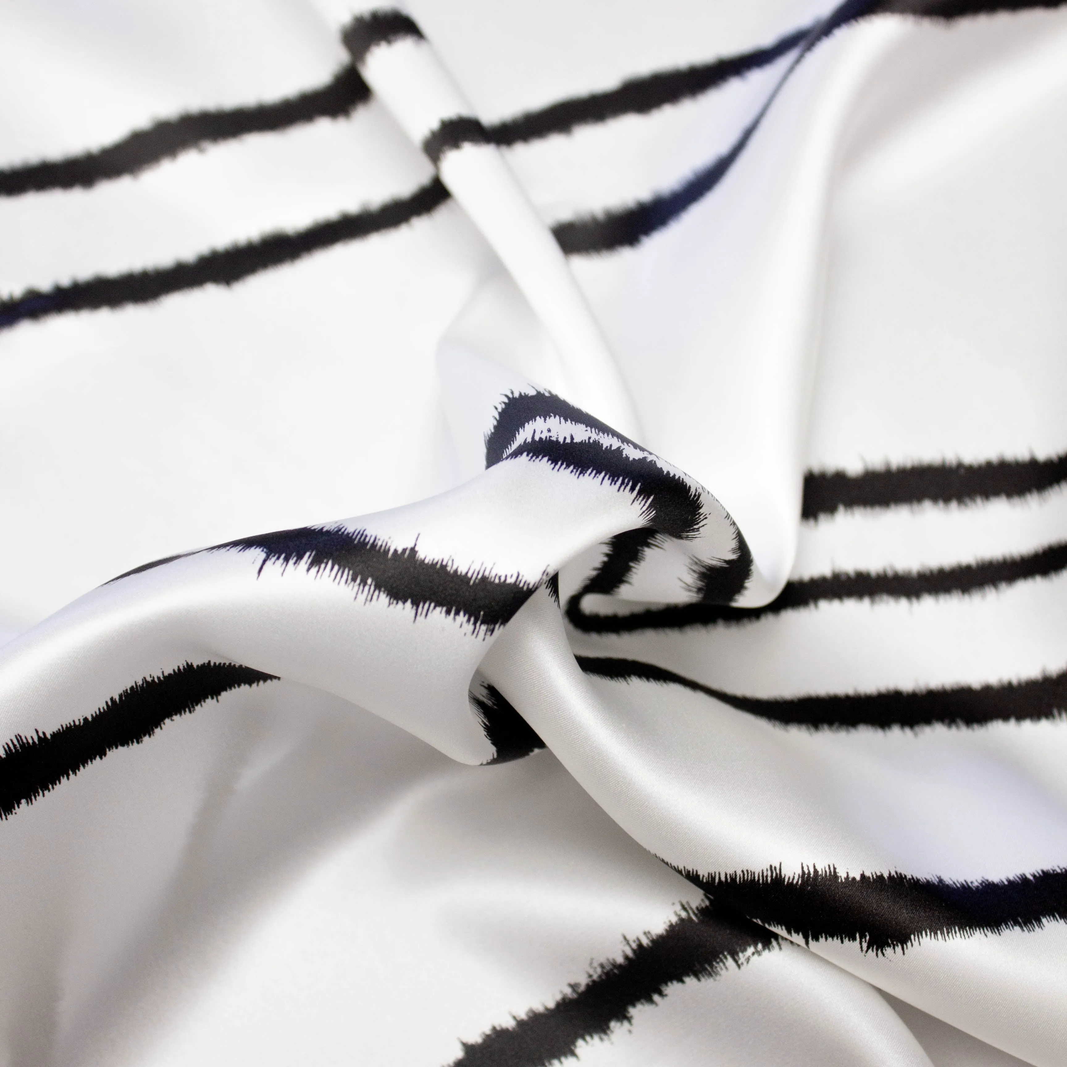 Iden Off White Abstract Printed Silk Satin